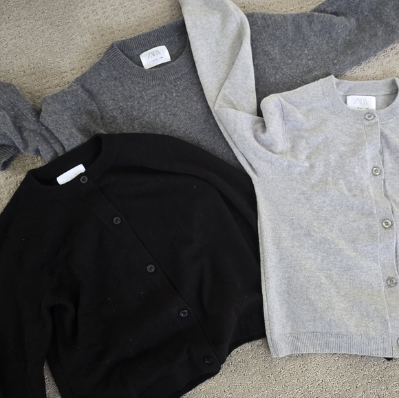 Zara Girls 100% Cashmere Sweater Bundle Size 13/14 2 Cardigans + 1 Crewneck - Picture 2 of 5